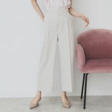 サイドビット付きストレッチワイドパンツ【洗濯機洗い可吸水速乾防シワ】