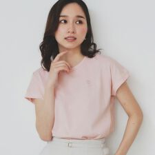 《6色展開S-3Lサイズ》フラワー刺繍Tシャツ【汗ジミ防止吸水速乾接触冷感UVケア洗濯機洗い可】