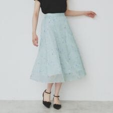 シアーフラワーフレアスカート【洗濯機洗い可】