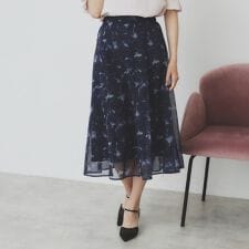 シアーフラワーフレアスカート【洗濯機洗い可】