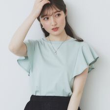 《美人百花掲載XS-3Lサイズ》フレアスリーブバックシャントップス【接触冷感UVケア洗濯機洗い可】