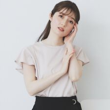 《美人百花掲載XS-3Lサイズ》フレアスリーブバックシャントップス【接触冷感UVケア洗濯機洗い可】