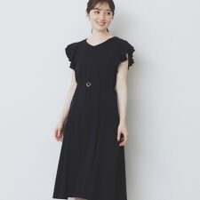 《5色展開S-LLサイズ》シルケットVネックフレアワンピース【接触冷感UVケア洗濯機洗い可】