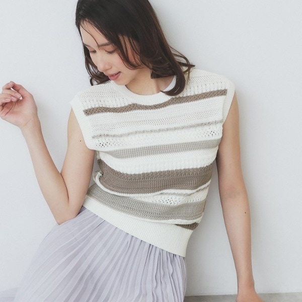 MSasab 未使用品　Sov. ニット アメリカンノースリーブニット アメリカンホリック AMERICAN HOLIC ノースリーブニットプル