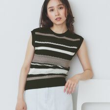 透かし編みノースリーブニットセットアップ対応【洗濯機洗い可】