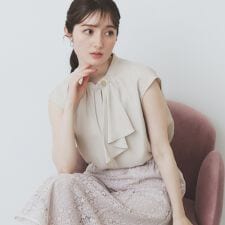 アシンメトリーボウタイブラウス【洗濯機洗い可】