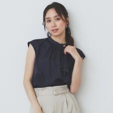 アシンメトリーボウタイブラウス【洗濯機洗い可】
