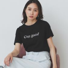 パール調刺繍ロゴTシャツ【汗ジミ防止吸水速乾接触冷感UVケア洗濯機洗い可】