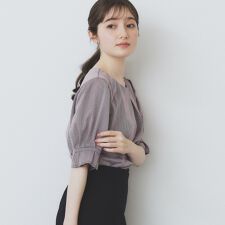 ストライプジャージタックスリーブトップス【吸水速乾洗濯機洗い可】