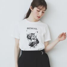 ねこプリントTシャツ【洗濯機洗い可】