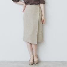 《丈が選べる》麻調ラップタイトスカート【洗濯機洗い可イージーアイロン】