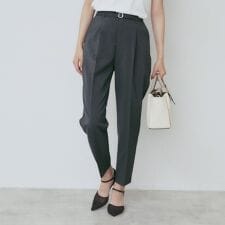 ベルト付きストレッチテーパードパンツセットアップ可【洗濯機洗い可吸水速乾接触冷感】