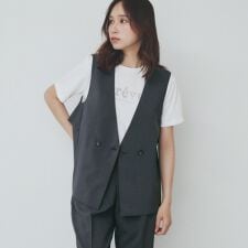 バックフリルデザインジレセットアップ可【洗濯機洗い可接触冷感吸水速乾ストレッチ】
