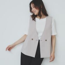 バックフリルデザインジレセットアップ可【洗濯機洗い可接触冷感吸水速乾ストレッチ】