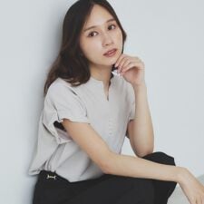 《7色展開XS-LLサイズ》タックスリーブスキッパーブラウス【洗濯機洗い可吸水速乾抗ピル防シワイージーアイ