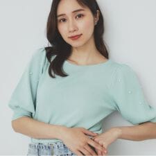 ドライタッチ パール調パフスリーブニット【洗濯機洗い可UVケア抗ピル接触冷感】