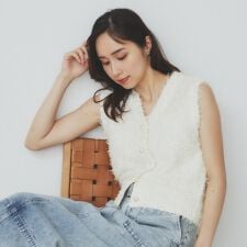 フリンジシャギーコンパクトベスト【洗濯機洗い可】