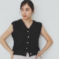 フリンジシャギーコンパクトベスト【洗濯機洗い可】