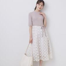 インデックス(index)のフラワーレースドッキングワンピース【洗える抗ピル】