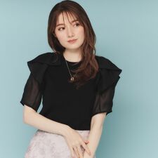 リボンスリーブドッキングニット【洗濯機洗い可抗ピル】