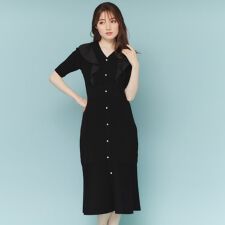 フリルドッキングニットワンピース【洗濯機洗い可抗ピル】