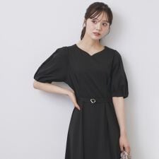 ハートネックパフワンピース【洗濯機洗い可UVケア接触冷感】