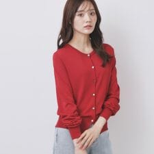 ビジュークルーネックカーディガン【洗濯機洗い可UVケア接触冷感抗ピル】