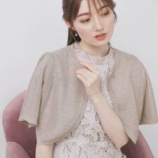 ビジュー釦ラメボレロカーディガン【洗濯機OK抗ピル】