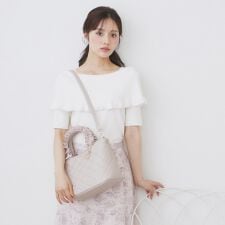 【2WAY】持ち手フリルキルティングトートバッグ