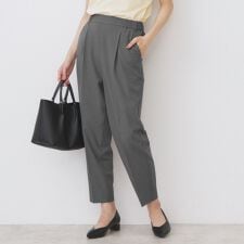 ラメピンストライプイージーテーパードパンツ【洗濯機洗い可ストレッチ】