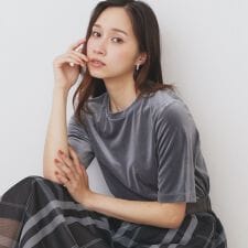 《andGIRL掲載》ベロアボクシーTシャツ【洗濯機洗い可】