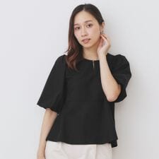 《S-LLサイズ》バルーンスリーブペプラムトップス【洗濯機洗い可接触冷感UVケア】