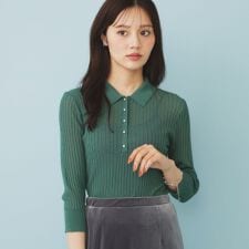 シアーリブ衿付きニット【洗濯機洗い可抗ピル】