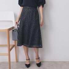 小花刺繍チュールマーメイドスカート【洗濯機OK抗ピル】