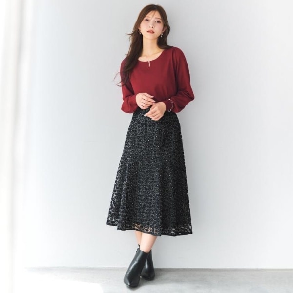 ストレッチタックフレアスカートセットアップ対応 【洗濯機洗い可防