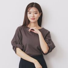 パフスリーブツイストタックトップス【洗濯機可接触冷感UVケア】