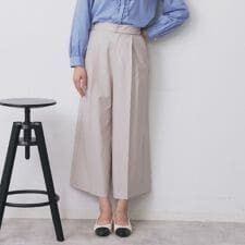 ベルト付きストレッチワイドパンツ【洗濯機洗い可】