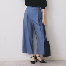 ベルト付きストレッチワイドパンツ【洗濯機洗い可】