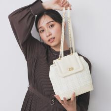 【長さ調整可能】ツイードミニリュック