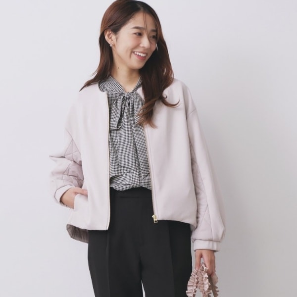 キルティング切替ノーカラーブルゾン【洗濯機OK】 | インデックス