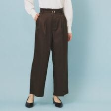ベルト付き2タックワイドパンツ【洗濯機洗い可ストレッチ防シワイージーアイロン】