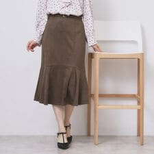 フェイクスウェード切り替えマーメイドスカート【洗濯機OKイージーアイロン防シワ】