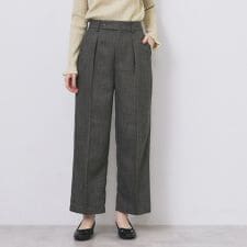ツィード調ワイドストレートパンツ【洗濯機OK防シワ】