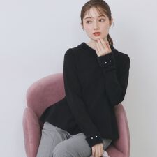 フェザードッキングペプラムニット【洗濯機OK】