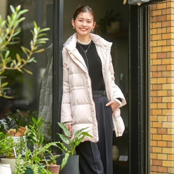 KAWADAダウンドロストミドルコート【撥水洗濯機OK2WAY静電気防止裏地