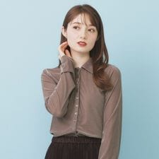 衿付きベロアジャージトップス【洗濯機OK】