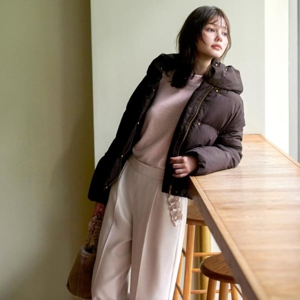 美人百花掲載》河田ダウン ショートコート【洗濯機洗い可撥水静電気