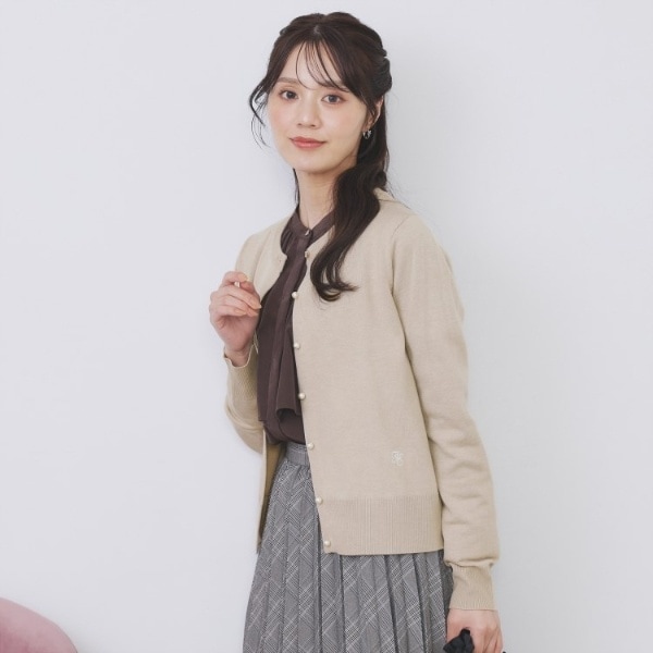 ビジュークルーネックカーディガン【洗濯機OK】 | インデックス(index