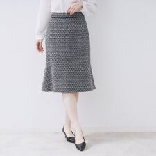 ≪通勤・セレモニーセットアップ対応≫フレアツイードスカート【洗濯機OK】