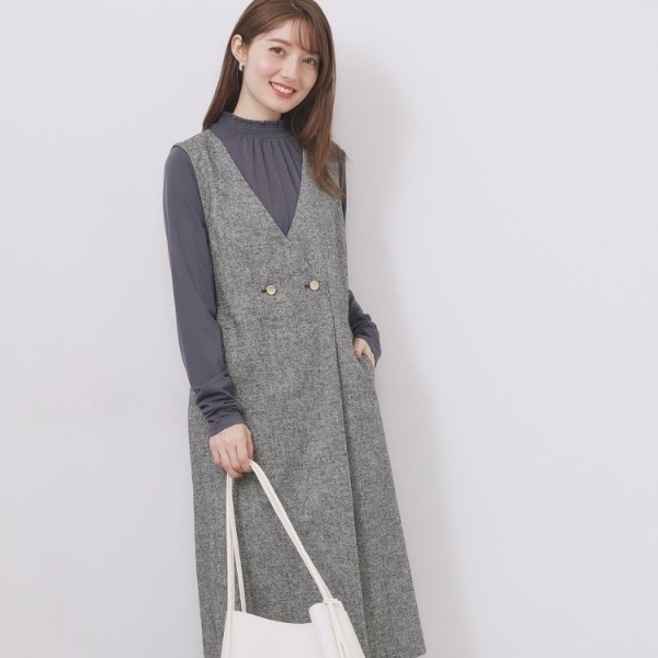 ラップ風ツイードジャンスカ【洗濯機OK防シワ】 | インデックス(index